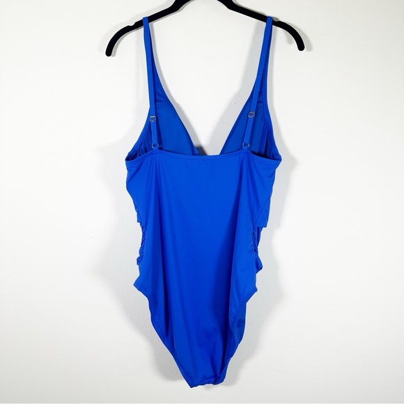 NWT $118 Cerulean Sea Blue Ruched One Piece Swim Suit Size 14 resortwear slim - Picture 2 of 8